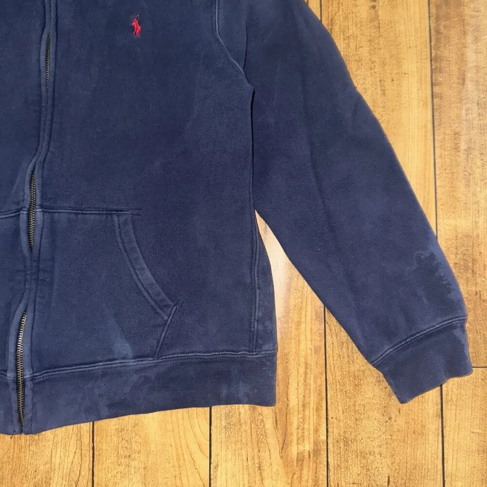 Kids Polo Ralph Lauren Full Zip Hoodie Navy XL 19x23 Distressed Sun Faded